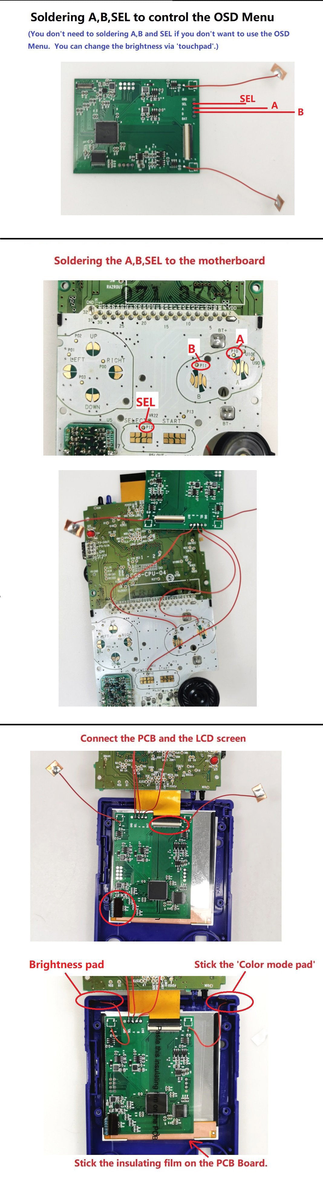 Game Boy Color IPS OSD Q5 XL Screen Kit