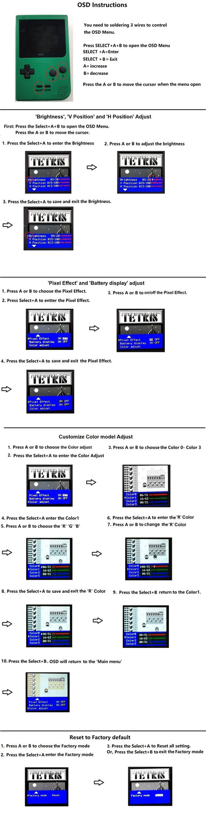 Game Boy Pocket IPS OSD Screen Kit